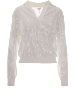 Liu Jo Maglia Bianco Lana Sequins - White