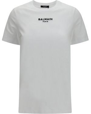 Balmain Cotton Logo T-Shirt T-Shirts - Grey