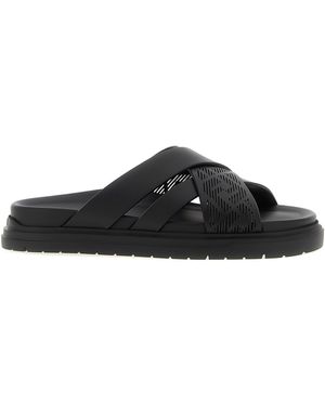 Fendi Crossed Band Slides - Black