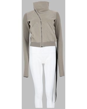 Rick Owens Sweatshirt Mountain Asymmetric Zip Cotton Sweatshirts - White
