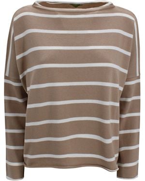 Be You Be Art Striped Boatneck Top - Brown