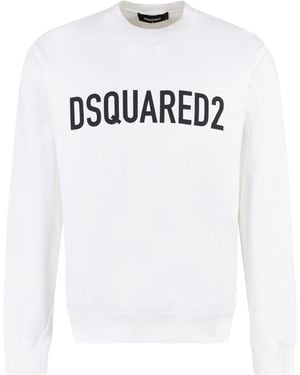DSquared² Cotton Sweatshirt Crew Neck Sweatshirts - White