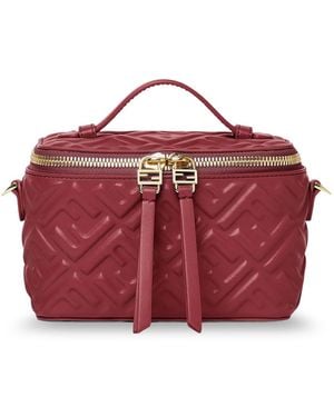 Fendi Vanity Leather Crossbody Bag With Ff Motif - Purple