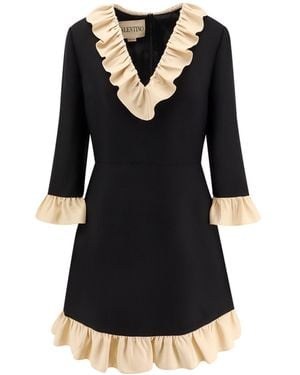 Valentino Wool And Silk Short Dress - Black