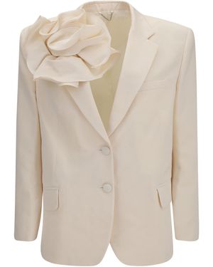Magda Butrym Floral Cotton And Silk Blazer Cotton; Blazers & Vests - Natural