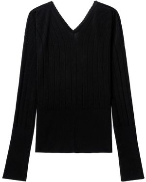 Jacquemus Long Sleeve Top With Logo Detail And Cut-Out - Black