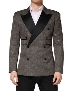 Dolce & Gabbana Grey Double Breasted 2 Button Jacket Blazer - Black
