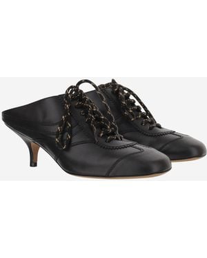 Dries Van Noten Leather Heeled Mules - Black