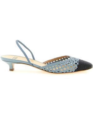 Francesco Russo R1P1021 Slingback Court Shoes - White