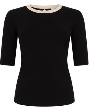Elisabetta Franchi Top, Three-Quarter Sleeve, -Cream Viscose Tops - Black