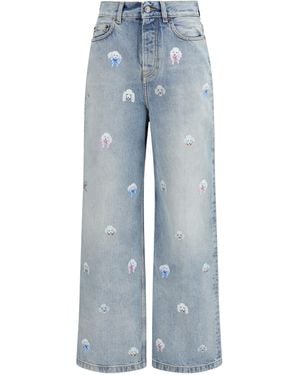 Fiorucci Poodle-Print Baggy Jeans Cotton - Blue