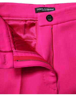 Dolce & Gabbana Fuchsia Highwaist Tapered Trouser Trousers Virgin Wool - Pink