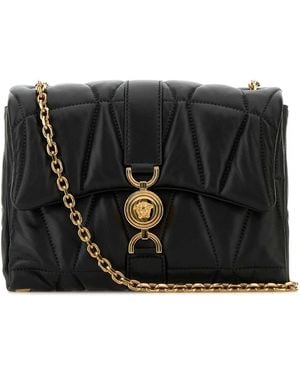 Versace Versace Quilted Lamb Leather Shoulder Bag - Black