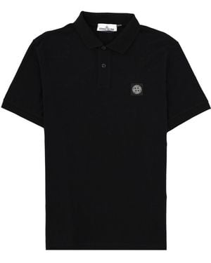 Stone Island Polo Shirt With Logo Cotton - Black