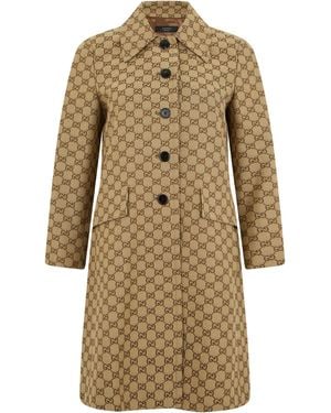 Gucci Trench Coat Camel-Ebony Cotton & Raincoats - Natural