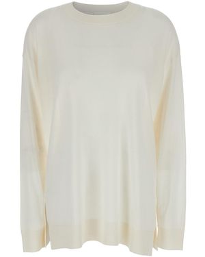 P.A.R.O.S.H. Long-Sleeved Crewneck Sweater Wool Tops - White