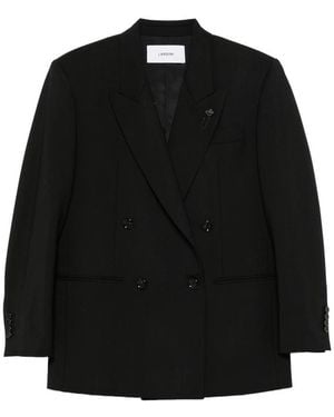 Lardini Double-Breasted Wool Jacket - Black