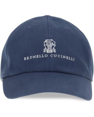 Brunello Cucinelli Logoed Baseball Hat Cotton E Hairbands - Blue