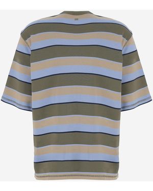 Ami Paris T-Shirt Striped Stretch Cotton T-Shirts - Gray