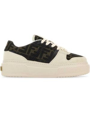 Fendi Suede And Fabric Match Sneakers - Black