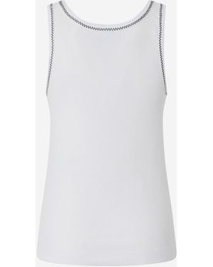 Pinko Tank Top Ribbed With Love Birds Embroidery Cotton - White