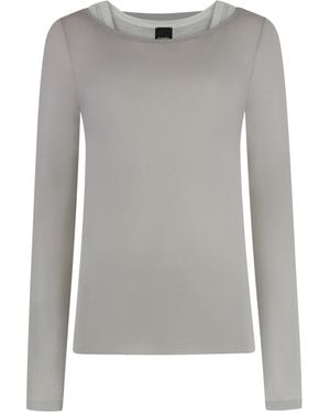 Pinko T-Shirt Merci Jersey Long Sleeve Cotton - Gray