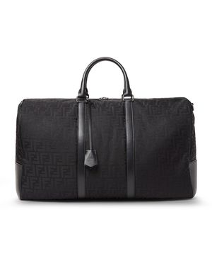 Fendi Ff Nylon Duffel Bag With Leather Inserts - Black