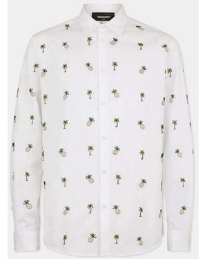 DSquared² Dsquared2 Palm And Pineapple Embroidered Shirt - White