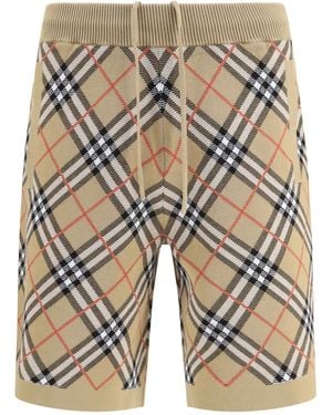 Burberry Check Cotton Blend Shorts Sand Ip Cotton; Polyamide; Elastane Bermuda - White