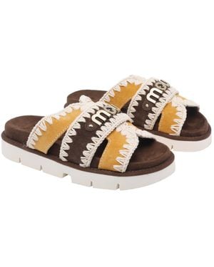 Mou Sandals Suede Leather/Rubber Sole - Metallic