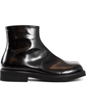 MM6 by Maison Martin Margiela Mm6 Trunk Leather Ankle Boots - Black