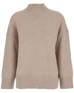Le Plain Turtleneck Jumper With Dropped Shoulder - Natural