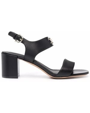 Ferragamo Gancini-Plaque Leather Sandals - Black