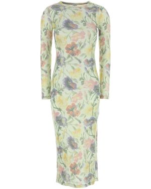Loewe Printed Silk Blend Dress - Green