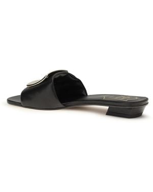 Roger Vivier Leather Slide Sandals Calf - Black