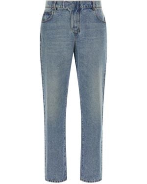 Balmain Stonewashed Cotton Jeans - Blue