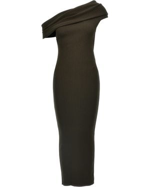 Courreges Twist Rib Knit Long Dress Viscose - Green