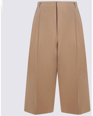 Celine Wool And Cotton Blend Trousers - Natural