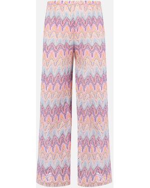 MC2 Saint Barth Amalia Jr Raschel Knit Wide-Leg Trousers Pant - Pink