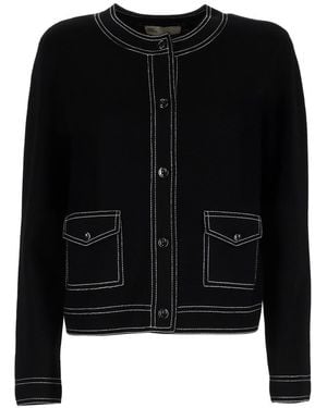 Tory Burch Topstitched Cardigan - Black