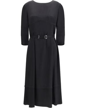 Prada Wool And Silk Midi Dress - Black