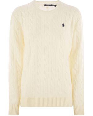 Polo Ralph Lauren Plaited Wool And Cashmere Crew-Neck - Natural