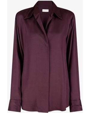 Dries Van Noten Chemise En Satin Viscose Aubergine Shirt - Purple