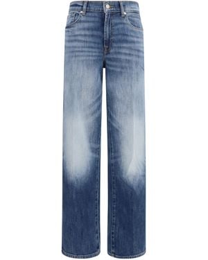 7FOR Straight-Leg Vintage Wash Jeans Cotton; Elastane - Blue