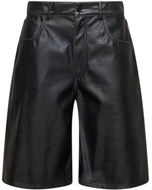 MM6 by Maison Margiela Faux Leather Bermuda Shorts - Black