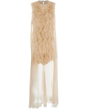 Alberta Ferretti Blouse With Ruffle - Natural