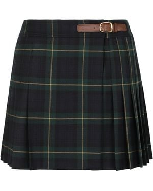 Celine Tartan Wool Mini Kilt Skirt - Black