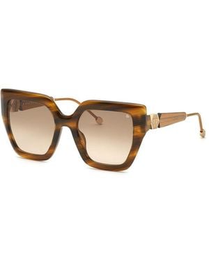 Philipp Plein Sunglasses Square Full Rim, Frame And Gradient Lens Spp064S03Bq - Brown