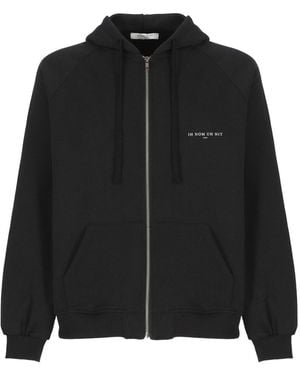 ih nom uh nit Palm-Printed Drawstring Hoodie - Black