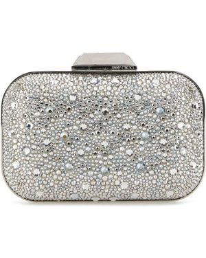 Jimmy Choo Embellished Fabric Cloud Clutch - Grey